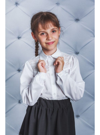 Шкільна блуза біла із перфорацією 