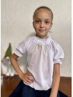 Белая школьная блузка с коротким рукавом для девочки