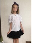 Белая блузка с коротким рукавом для девочки